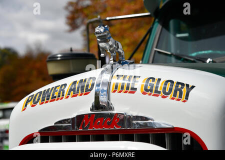 Mack thermodyne B61 Diesel Viehtransporter von Katherine im Northern Territory auf der Glen Innes Lkw und zeigen einen Traktor Stockfoto