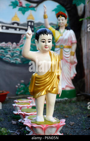 Phuoc Thanh buddhistischen Pagode. Prinz Siddharta Gautama Buddha, wie ein Kind. Statue. Cai. Vietnam. Stockfoto