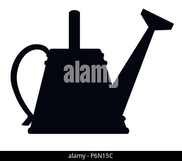 Schwarze Silhouette. Gartengeräte Gießkanne. Metall Blume kann. Landwirtschaftliche Geräte Flat Style. Vector Illustration auf weißem Hintergrund. Stock Vektor