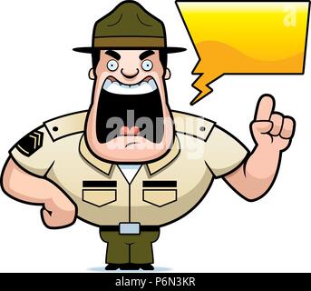 Ein Cartoon Illustration eines Drill Sergeant kreischen. Stock Vektor