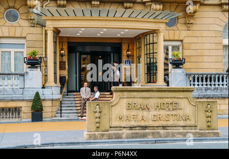 Maria Cristina, altes Hotel, San Sebastian, Gipuzkoa, Baskenland, Spanien. Stockfoto