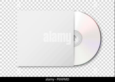 Vektor realistische 3D-white cd mit Cover Symbol auf Transparenz grid Hintergrund isoliert. Design Vorlage der Verpackung Mockup für Grafiken. Ansicht von oben Stock Vektor