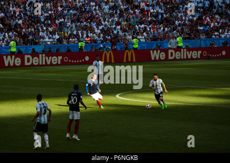 Frankreich Niederlagen Argentinien in der Runde der letzten 16 der World Cup 2018 in Kasan, Russland. Foto: Stephen Lioy Stockfoto