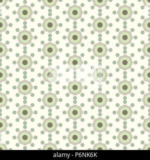 Grün süße Blume und Kreis Muster auf hellen Hintergrund. Vintage blühen und dot nahtlose Muster für cute oder modernes Design. Stock Vektor