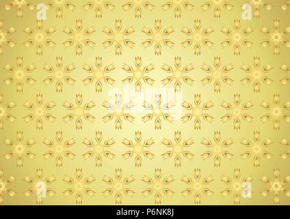 Vintage gold Bloom und Stammes- oder Wurzeln Form Muster auf Gold Hintergrund. Retro und moderne flower Muster für alte oder niedliche Design Stock Vektor