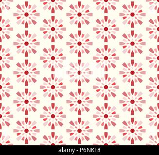 Red vintage explodieren und Kreis Muster auf hellen Hintergrund. Süße Symmetrie cracker nahtlose Muster für moderne oder grafik design Stock Vektor