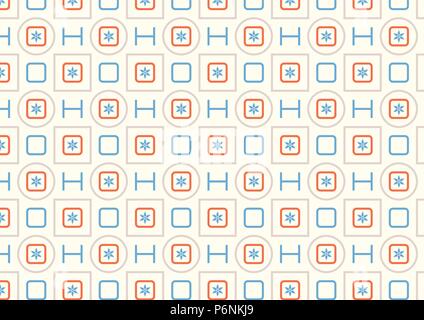 Geometrische abgerundete Ecke Rechteck und Quadrat, Kreis und Blume und Linie Muster auf gelben Hintergrund. Süße moderne abstrakte nahtlose prasseln Stock Vektor