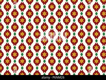 Dunkelrot vintage Blüten und Blätter und lobe Muster auf Hellgelben Hintergrund. Klassische Blüte nahtlose Muster für altes Design oder alte Arbeiten Stock Vektor