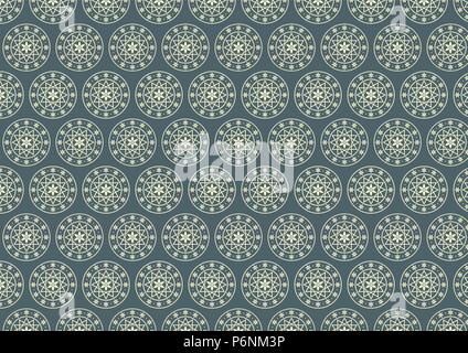 Kreis, Blumen und Sterne Muster im retro-Stil auf Pastell Farbe Stock Vektor