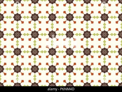 Dunkel Braun vintage Flower und Pfeil Muster auf Hellgelben Hintergrund. Klassische Blüte nahtlose Muster für altes Design Stock Vektor