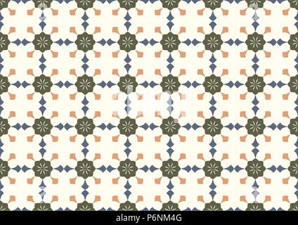 Dunkelgrün Vintage flower und Pfeil Muster auf Hellgelben Hintergrund. Klassische Blüte nahtlose Muster für altes Design Stock Vektor