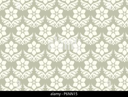 Vintage Blumenmuster auf Pastell Grün. Retro und klassische Blüte Musterdesign Stil für design Stock Vektor