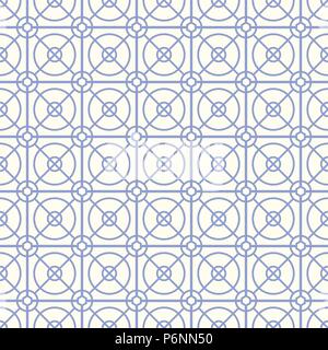 Blau abstrakte Kreis und Quadrat und Hexagon nahtlose Muster auf hellen Hintergrund. Moderne Linie und Kreis Muster für Grafik Design. Stock Vektor