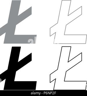 Litecoin Icon Set Grau Schwarz Farbe ich Flat Style simple Image Stock Vektor