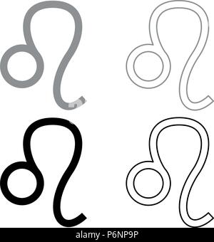 Lion Symbol Sternzeichen Symbol set Grau Schwarz Farbe ich Flat Style simple Image Stock Vektor