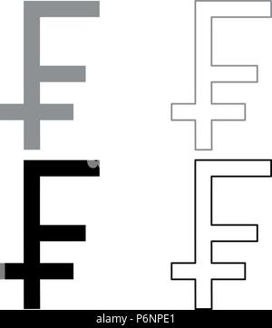 Franc Symbol set Grau Schwarz Farbe ich Flat Style simple Image Stock Vektor