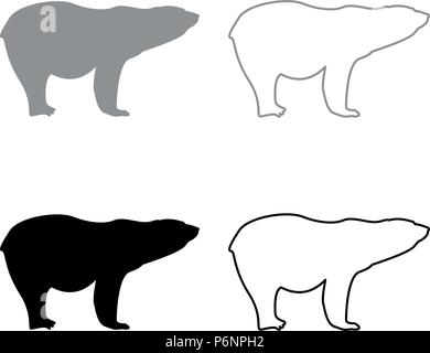 Polar bear Icon Set Grau Schwarz Farbe ich Flat Style simple Image Stock Vektor