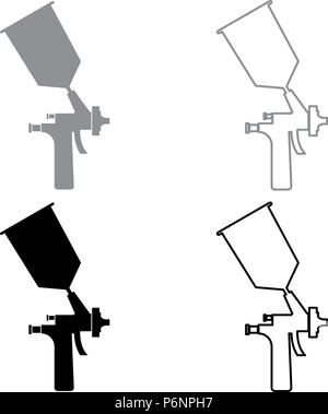 Feldspritze Farbe Symbol set Grau Schwarz Farbe ich Flat Style simple Image Stock Vektor