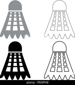 Federball Icon Set Grau Schwarz Farbe ich Flat Style simple Image Stock Vektor