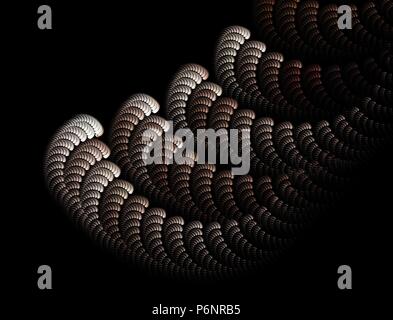 Helle fractal Abstraktion. Spiralförmige locken in braunen Schattierungen der Farbe. Schwarzer Hintergrund Stockfoto