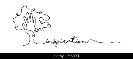 Inspiration Konzept Web Banner mit kontinuierlichen Linie Abbildung von Hand in einen Baum. EPS 10 Vektor. Stock Vektor