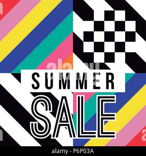 Summer Sale in lebendigen Farben Angebot für große Angebot Rabatt. Moderne Sommer Saison Typografie ad mit retro style Hintergrund. EPS 10 Vektor. Stock Vektor