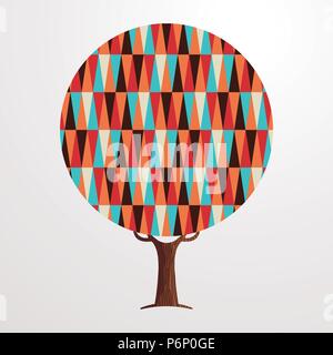 Baum aus farbenfrohe abstrakte Formen. Retro Farbe geometrische Symbole für Spaß konzeptionelle Idee. EPS 10 Vektor. Stock Vektor