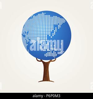 Baum aus Asien Weltkarte. Konzept Abbildung über globale Kommunikation, Internet Projekt oder weltweit. EPS 10 Vektor. Stock Vektor