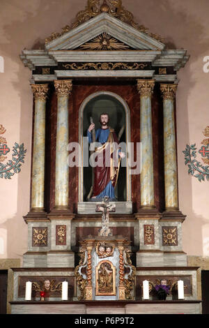 Lys-lez-Lannoy Kirche. Barocke Retabel. Saint Andrew. Domancy. Frankreich. Stockfoto