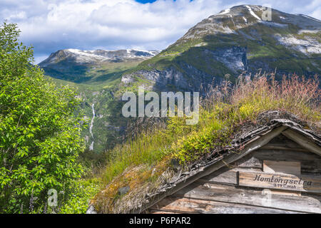 Alte Alphütten der Homlongsetra, Norwegen, Almhütten der ehemaligen Bergbauern Stockfoto