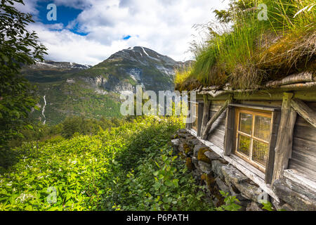 Alte Alphütten der Homlongsetra, Norwegen, Almhütten der ehemaligen Bergbauern Stockfoto