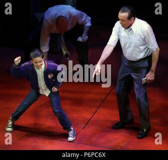 Chazz Palminteri, Hudson Loverro in ''A Bronx Tale'' Broadway Spiel am Longacre Theatre auf W. 48 St 6/6/2018 Foto von John Barrett/PHOTOlink/MediaPunch 917-754-8588 Stockfoto