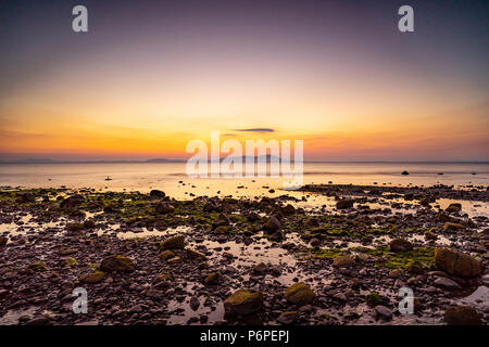 Allonby Nachleuchten, Ebbe, Cumbria. Stockfoto