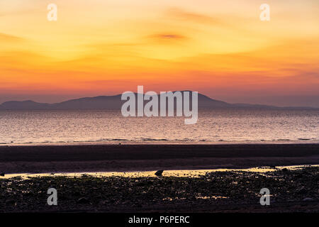 Solway Nachleuchten, Cumbria. Stockfoto