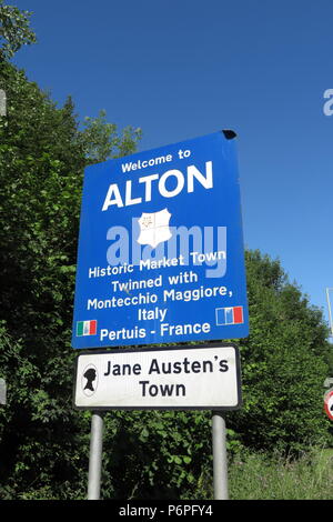 Willkommen bei Alton, Hampshire Zeichen Stockfoto