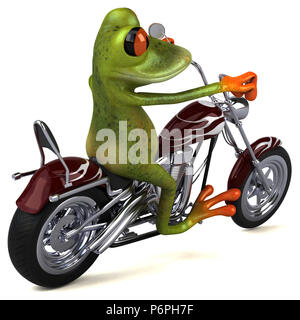 Spaß Frosch auf einem Motorrad - 3D-Darstellung Stockfoto