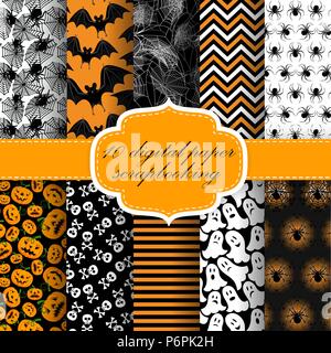 Vektor Sammlung von Halloween Themed nahtlose Hintergründe. Halloween Digitale Papier für Scrapbook. Stock Vektor
