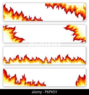 Satz von Banner Flamme der verschiedenen Formen auf einem weißen Hintergrund. Freistellungsmaske. Stock Vektor