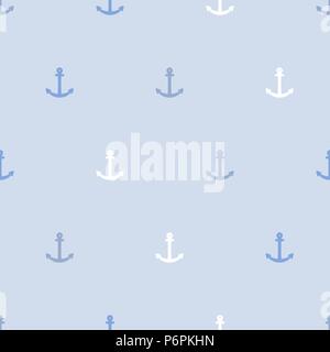 Anker vektor Textur - einfache Abbildung. Spärliche nahtlose maritimen Hintergrund. Blau und Weiß. Stock Vektor