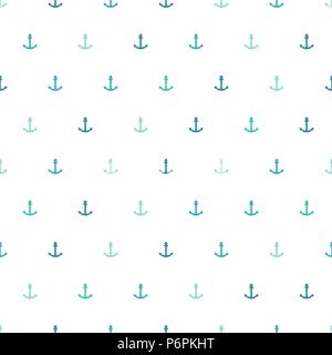 Blue Anchor vektor Textur - einfache Abbildung. Spärliche nahtlose maritimen Hintergrund. Stock Vektor