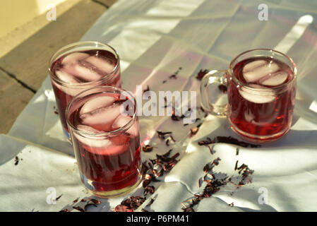 Eis teacold Sommer trinken Hibiskus Blume Blütenblatt Kaffee Stockfoto