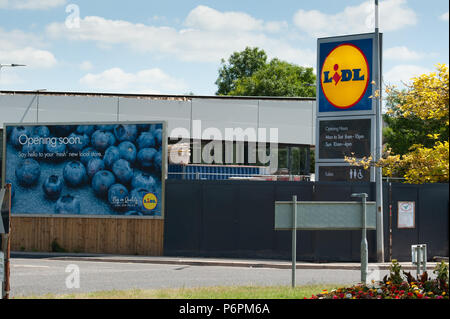 Lidl Zeichen bei Store im Bau Stockfoto