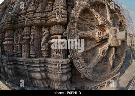 Das Bild des Rad der Wagen von Konark Sonnentempel in Odisha, Indien Stockfoto