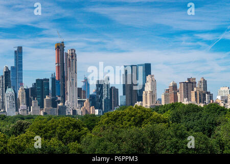 Skyline von New York mit Central Park im Vordergrund, NYC, USA Stockfoto