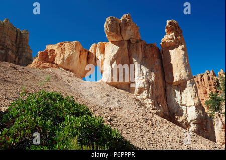 Spektakuläre erodiert sansdstone Bildung againts einen tiefen blauen Himmel im Bryce Canyon National Park, Utah, USA. Stockfoto