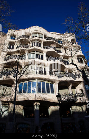 Antoni Gaudí entworfen, Mila Haus in Barcelona, Spanien Stockfoto