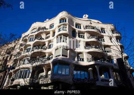 Antoni Gaudí entworfen, Mila Haus in Barcelona, Spanien Stockfoto