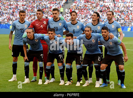 Samara, Russland - 25. Juni 2018. Nationalmannschaft von Uruguay vor der FIFA WM 2018 Spiel Uruguay gegen Russland Stockfoto