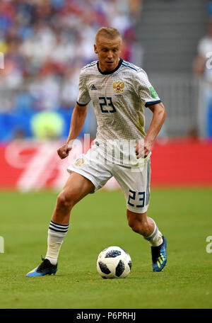 Samara, Russland - 25. Juni 2018. Die russischen Verteidiger Igor Smolnikov während der Fußball-WM 2018 Spiel Uruguay gegen Russland Stockfoto