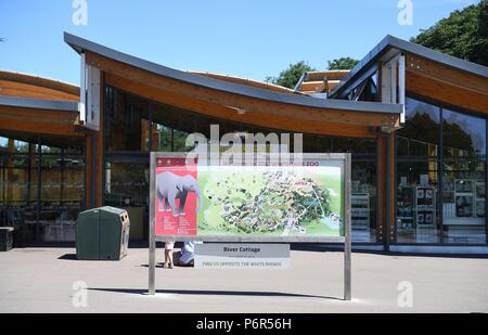 Whipsnade Zoo, Bedfordshire, Großbritannien. 2. Juli 2018. ZSL Whipsnade Zoo, der früher als Whipsnade Wild Animal Park bekannt, ist ein Zoo und Safari Park an der Whipsnade entfernt, in der Nähe von Dunstable in Bedfordshire, England. Es ist einer von zwei Zoos (das andere ist ZSL London Zoo im Regent's Park, London), die von der zoologischen Gesellschaft von London (ZSL), einer Charity, die weltweite Erhaltung von Tieren und ihren Lebensräumen gewidmet. Foto von Andrew Parsons/Parsons Media Ltd Credit: Andrew Parsons/Alamy leben Nachrichten Stockfoto